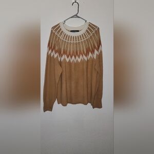 ☀️Tan and White Patterned Sweater